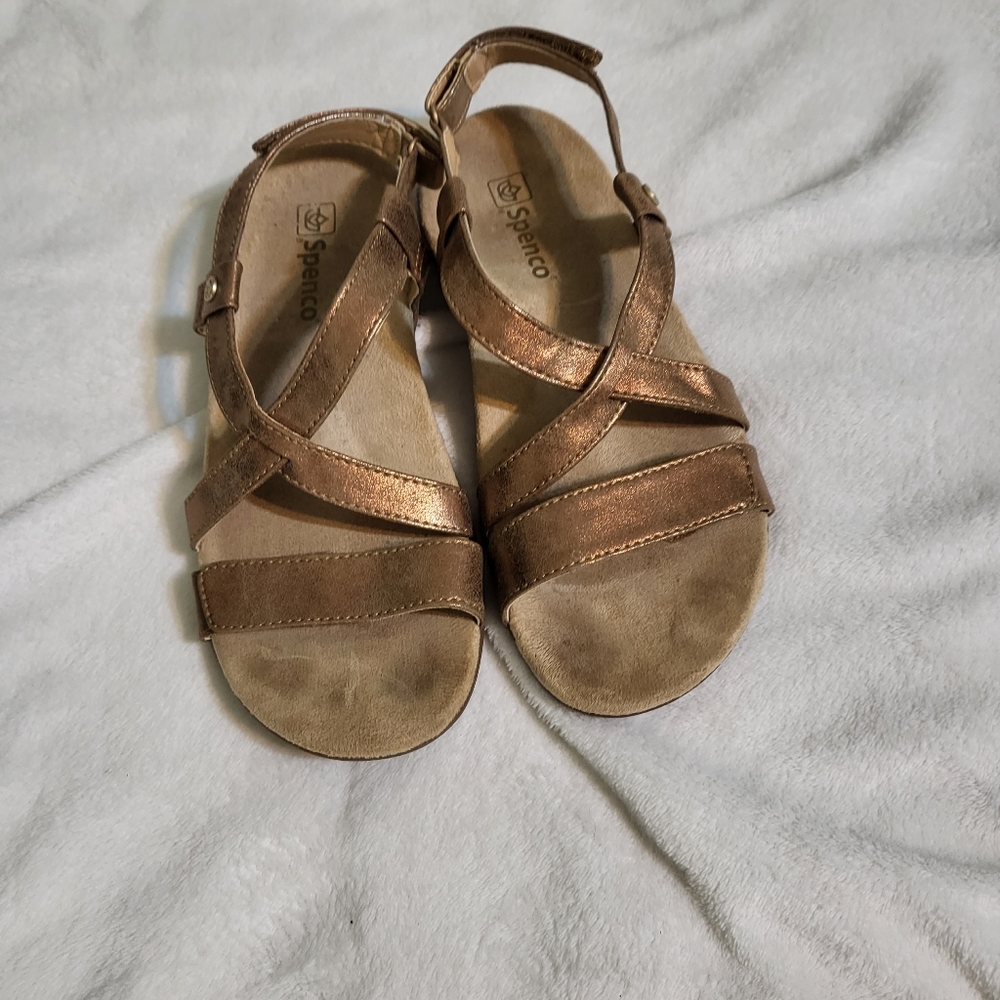 Spenco sandals metallic velcro women's size 7
